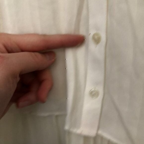 EXPRESS Cream Ivory Accordion Pleated Pleat Back Long Sleeve Button Down Small - Picture 7 of 12